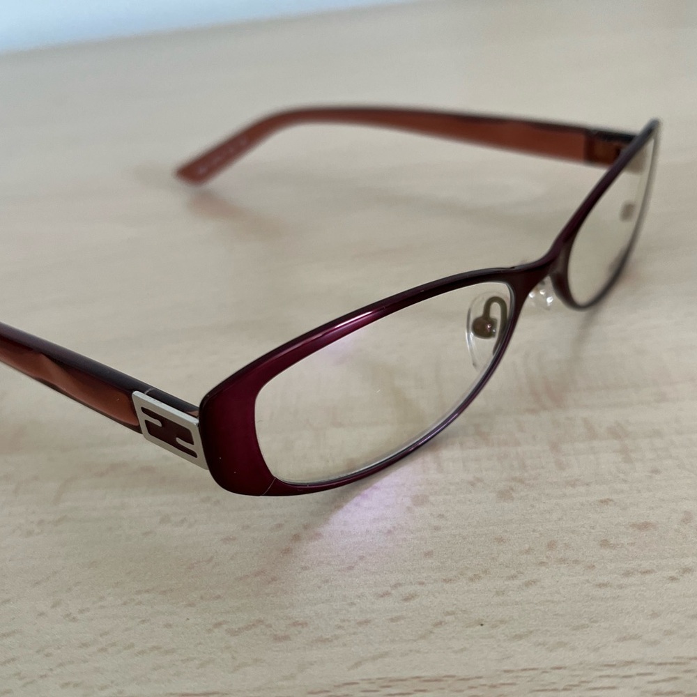 FENDI Readers Cranberry Cat Eye Silver FF Logo Non Prescription Case COA BNWOT - Picture 5 of 14